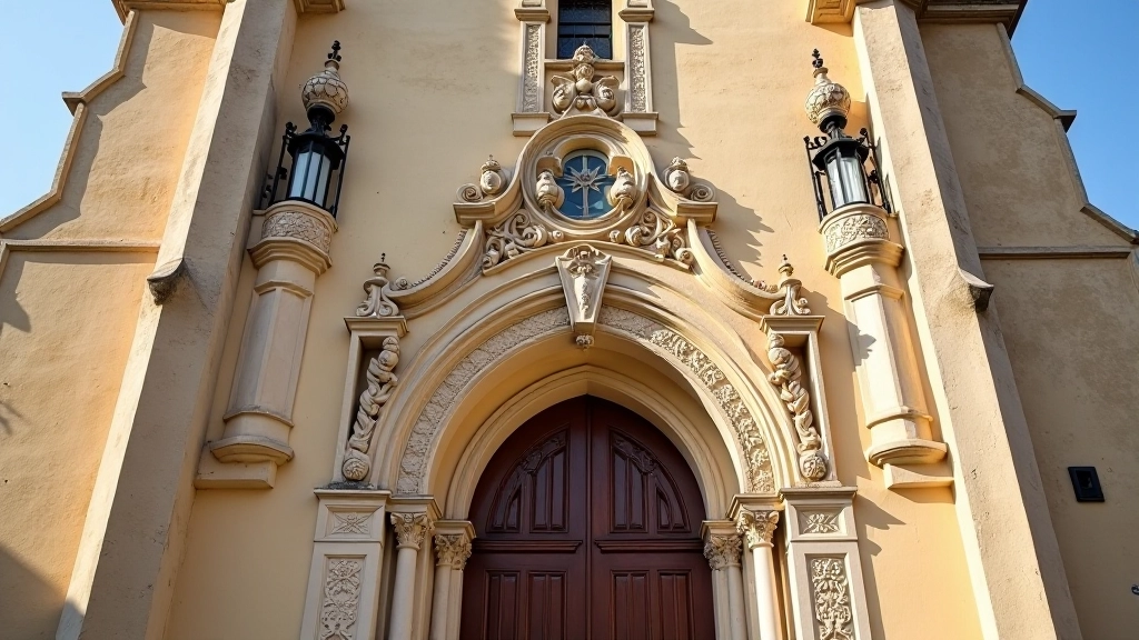 Architektonické detaily synagogy v Třebíči se židovskými ornamenty a historickými prvky