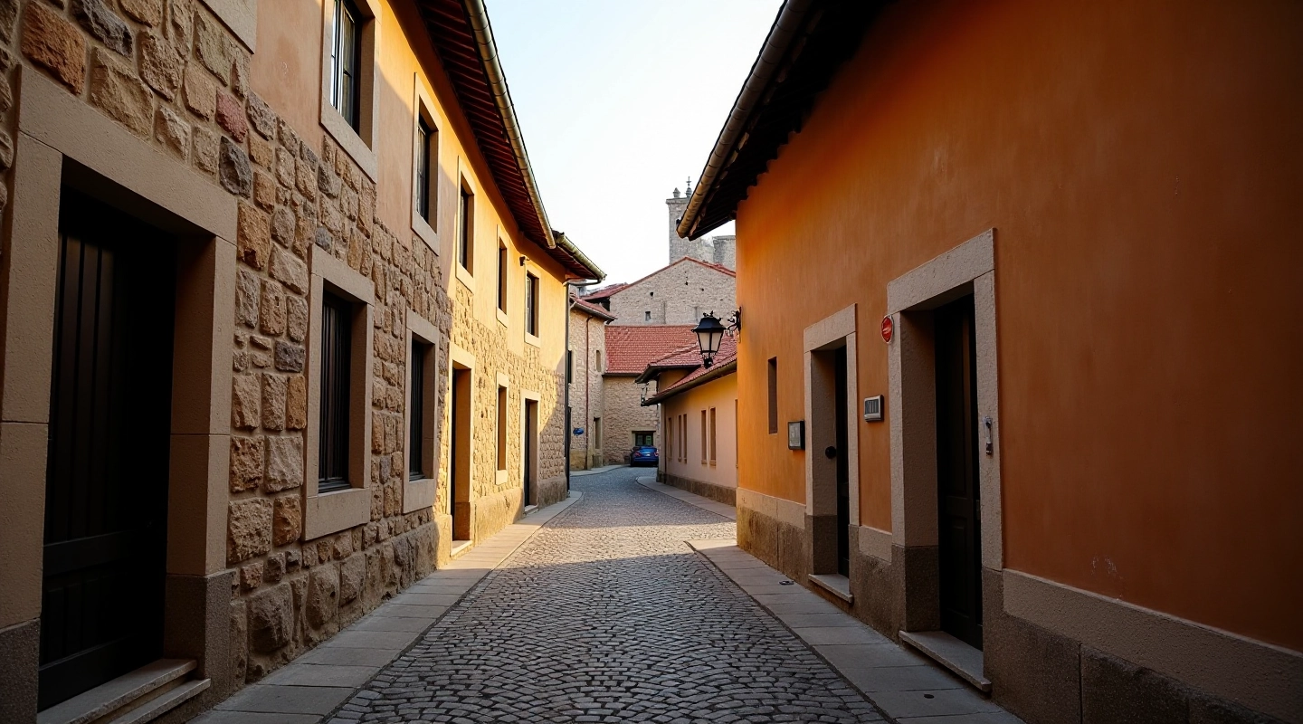 Historická židovská čtvrť v Třebíči s tradičními kamennými budovami a úzkými ulicemi